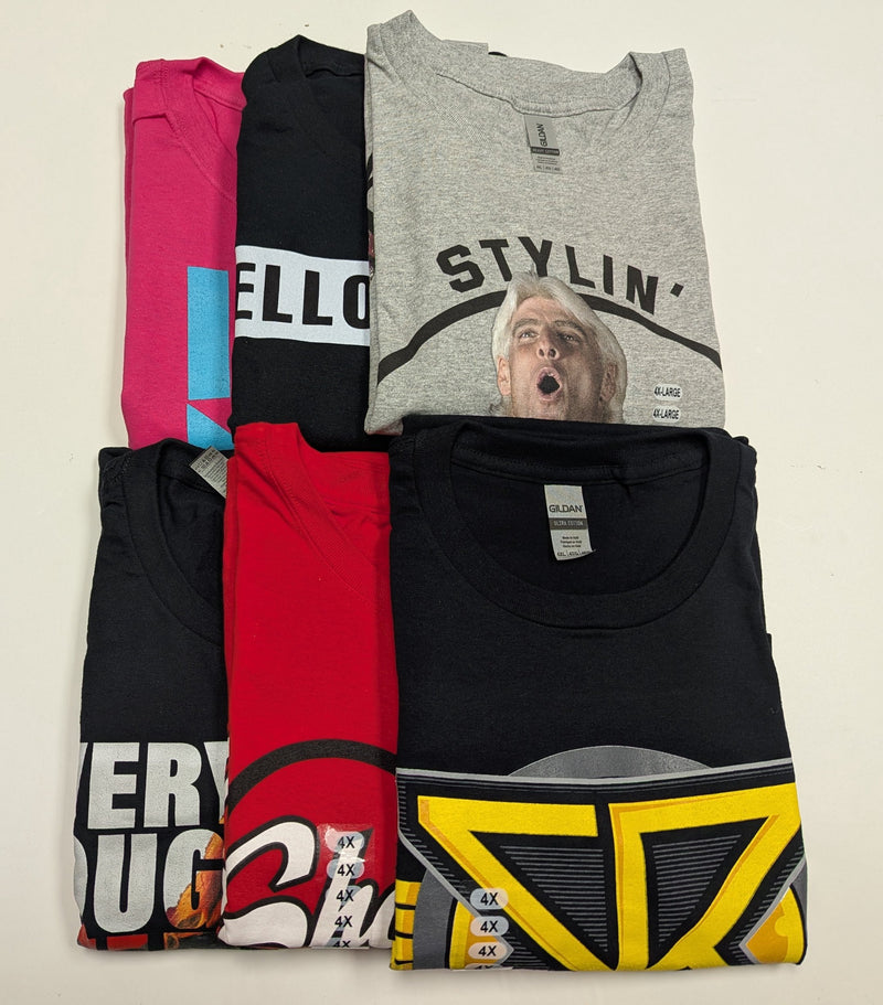 Load image into Gallery viewer, 6 Men Size 4XL WWE T-shirts | Cena Orton Undertaker The Rock Lot 1 4XL by EWS | Extreme Wrestling Shirts