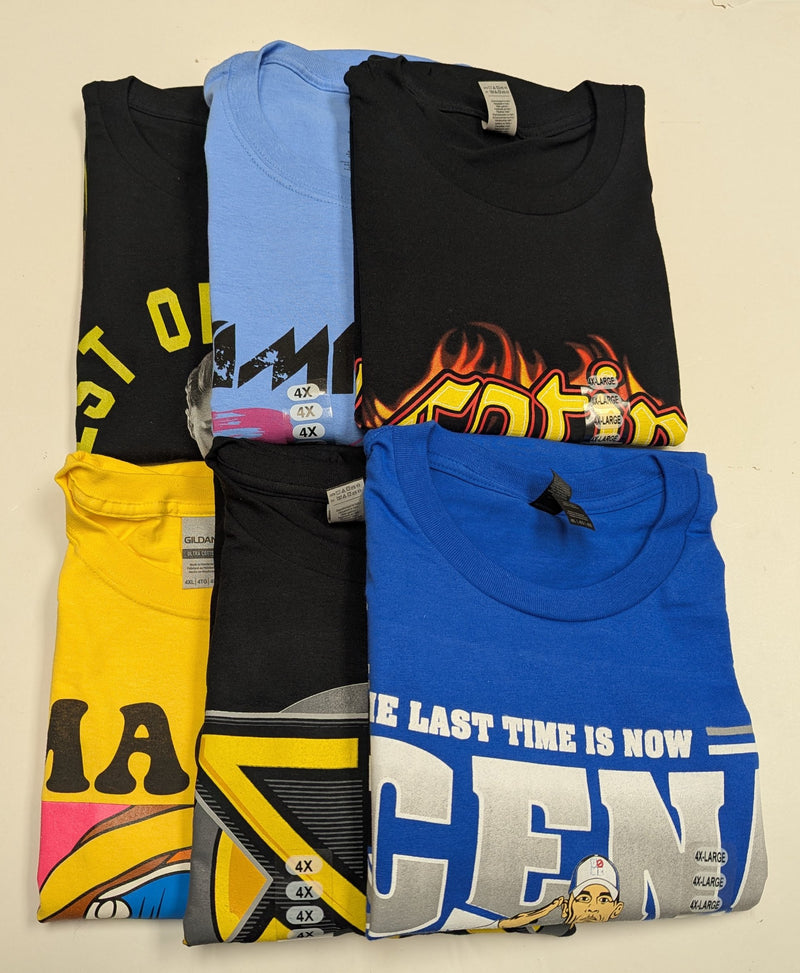 Load image into Gallery viewer, 6 Men Size 4XL WWE T-shirts | Cena Orton Undertaker The Rock Lot 1 4XL by EWS | Extreme Wrestling Shirts