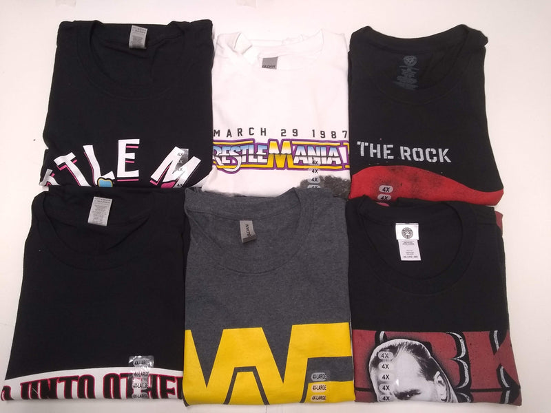 Load image into Gallery viewer, 6 Men Size 4XL WWE T-shirts | Cena Orton Undertaker The Rock Lot 2 4XL by EWS | Extreme Wrestling Shirts