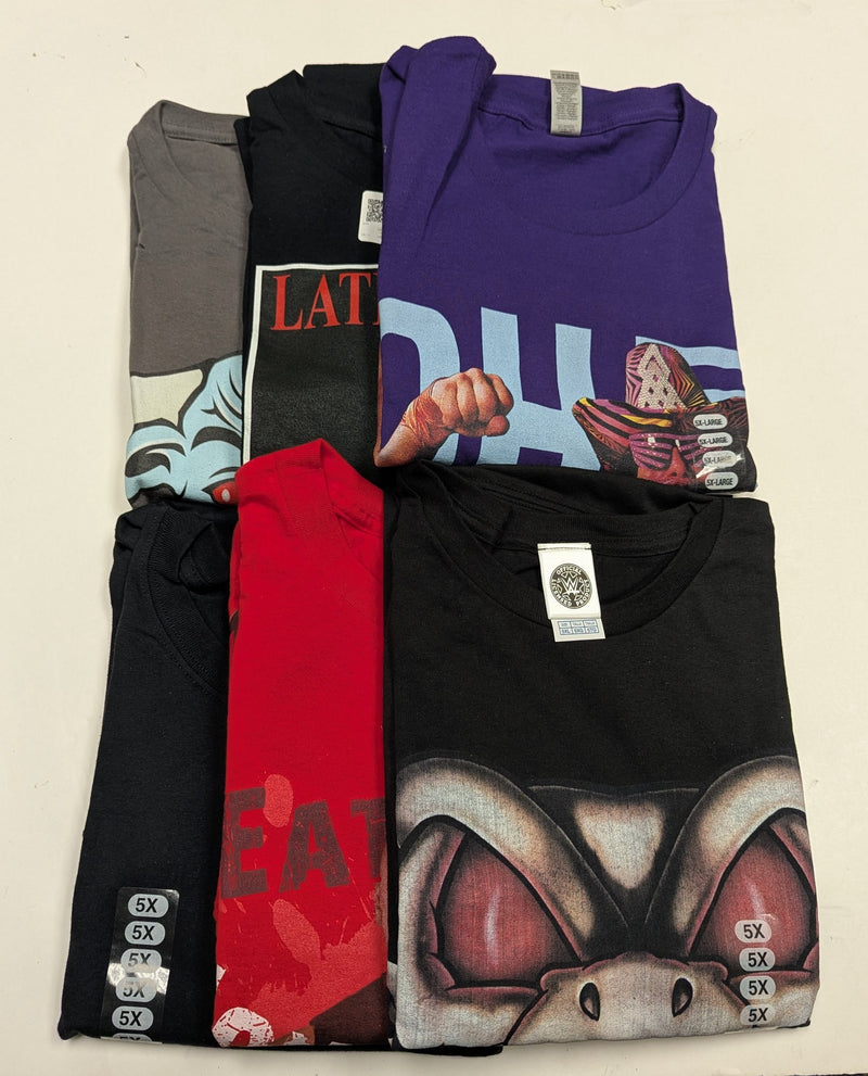 Load image into Gallery viewer, 6 Men Size 5XL WWE T-shirts | Cena Orton Undertaker The Rock Lot 1 5XL by EWS | Extreme Wrestling Shirts