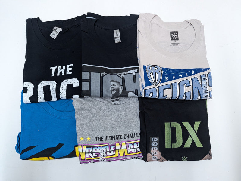 Load image into Gallery viewer, 6 Men Size 5XL WWE T-shirts | Cena Orton Undertaker The Rock Lot 2 5XL by EWS | Extreme Wrestling Shirts