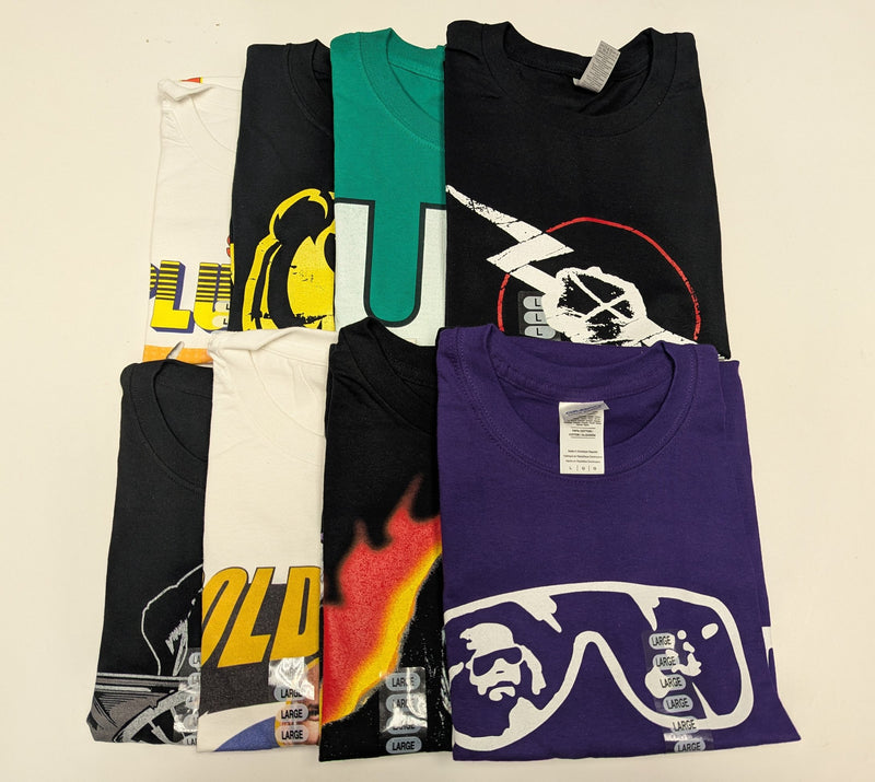 Load image into Gallery viewer, 8 Men Size Large WWE T-shirts | Cena Orton Undertaker The Rock Lot 2 L by EWS | Extreme Wrestling Shirts