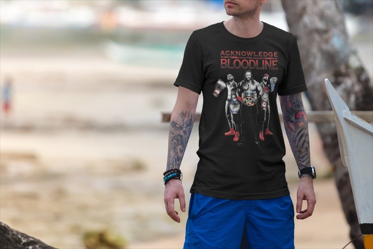 Load image into Gallery viewer, Acknowledge The Bloodline Championship Belts Black T-shirt by EWS | Extreme Wrestling Shirts