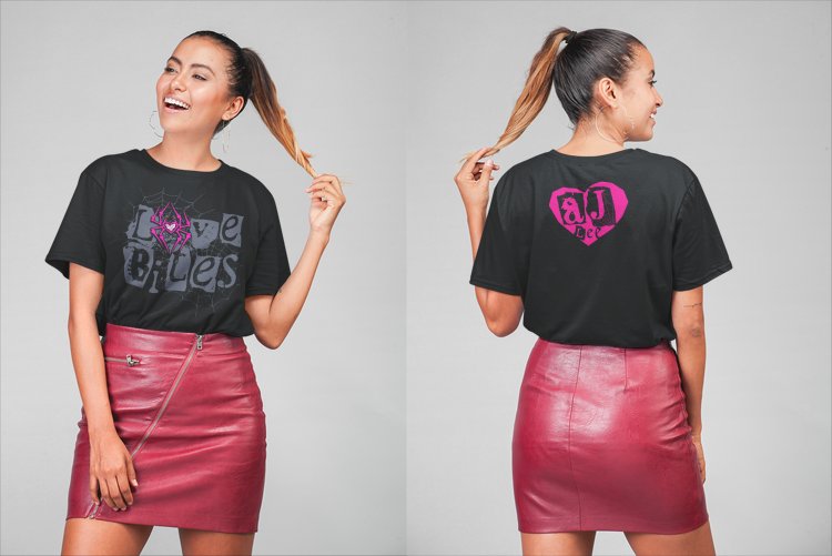 Load image into Gallery viewer, AJ Lee Love Bites Spider Web T-shirt by EWS | Extreme Wrestling Shirts