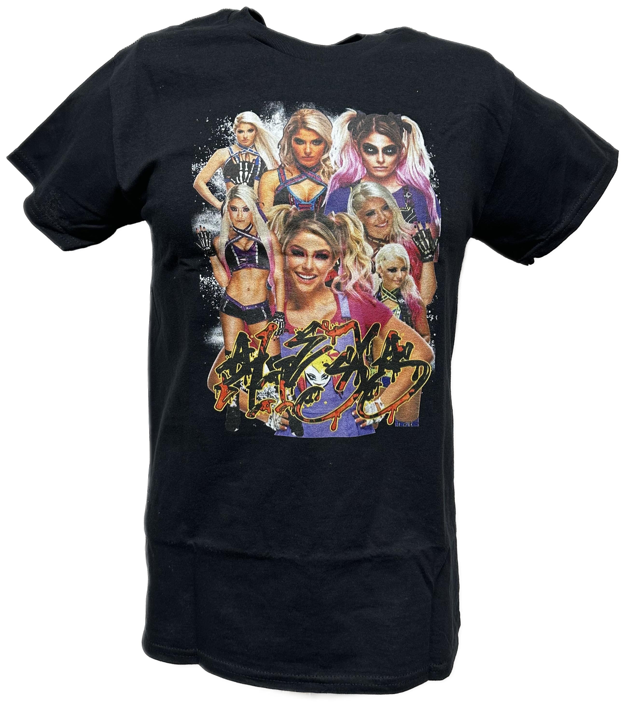 WWE DIVAS 人気 女性レスラー 転写プリント Tシャツ USA製 Alexa Bliss 7 Faces Signature Womens Superstar Black T-shirt