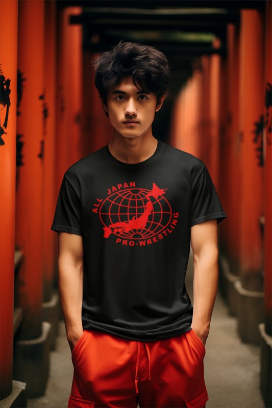 Load image into Gallery viewer, All Japan Pro Wrestling Red Logo T-shirt by EWS | Extreme Wrestling Shirts