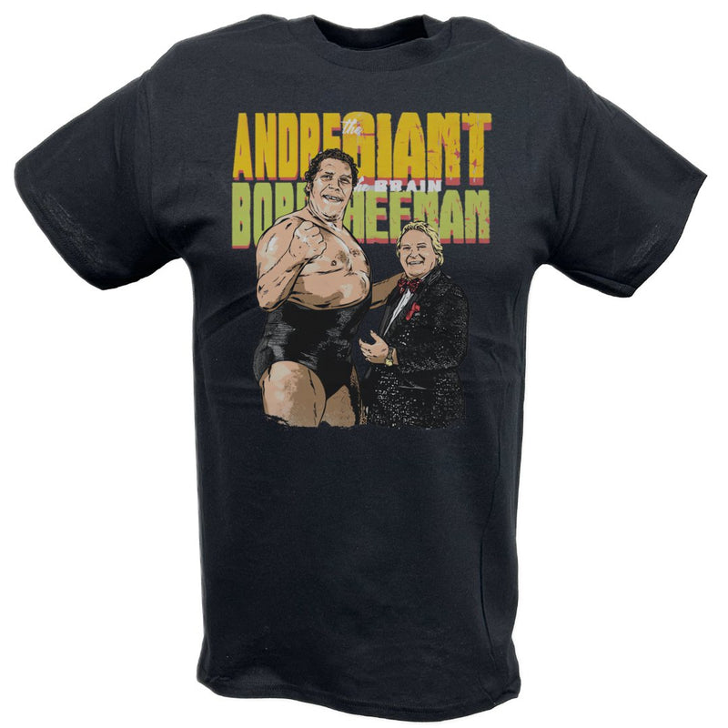 Load image into Gallery viewer, Andre The Giant Bobby The Brain Heenan Legends Black T-shirt by EWS | Extreme Wrestling Shirts