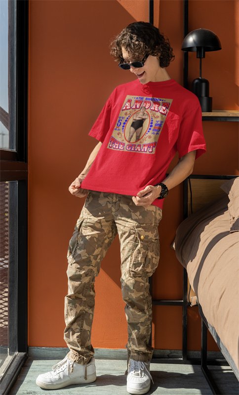 Load image into Gallery viewer, Andre The Giant Carnival Sideshow Mens Red T-shirt by EWS | Extreme Wrestling Shirts
