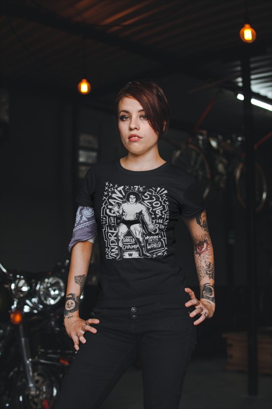 Load image into Gallery viewer, Andre The Giant Graphic Art Black T-shirt by EWS | Extreme Wrestling Shirts