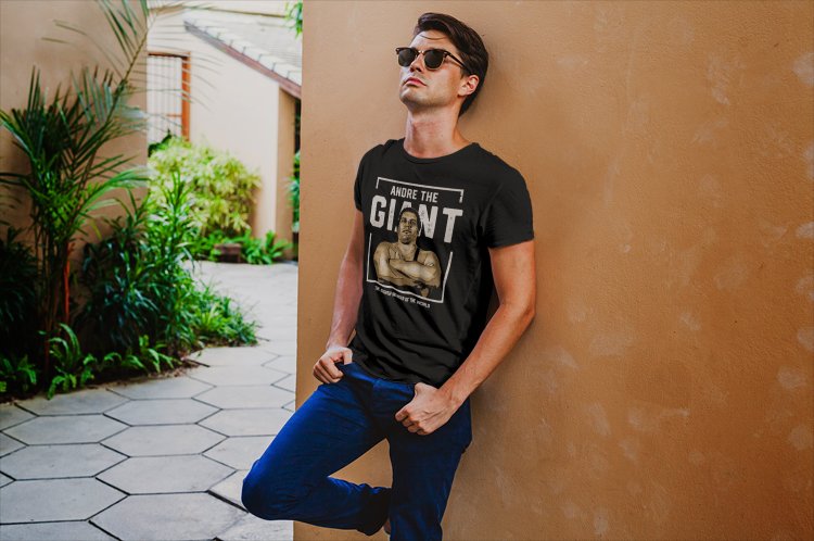 Load image into Gallery viewer, Andre The Giant Intimidation Black T-shirt by EWS | Extreme Wrestling Shirts