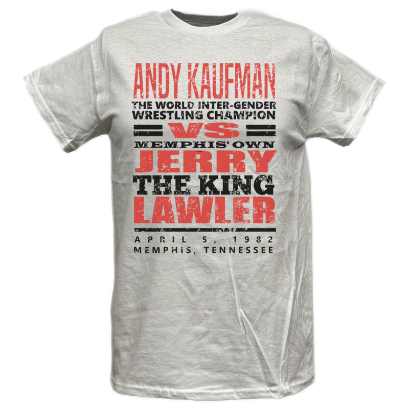 Load image into Gallery viewer, Andy Kaufman vs Jerry Lawler White T-shirt by EWS | Extreme Wrestling Shirts