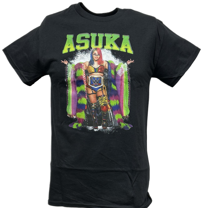Load image into Gallery viewer, Asuka Multi Color Kimono Black T-shirt by EWS | Extreme Wrestling Shirts