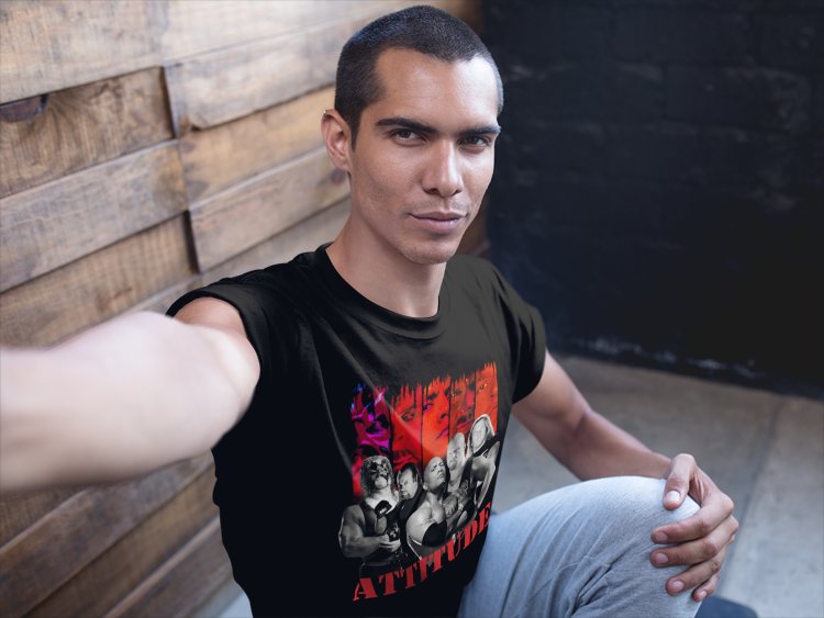 Load image into Gallery viewer, Attitude Era Stone Cold Rock Black T-shirt by WWE | Extreme Wrestling Shirts