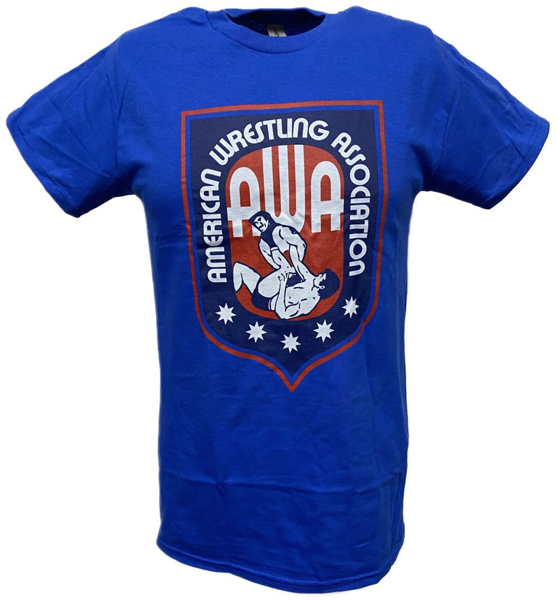 Load image into Gallery viewer, AWA Logo American Wrestling Alliance Blue T-shirt by WWE | Extreme Wrestling Shirts