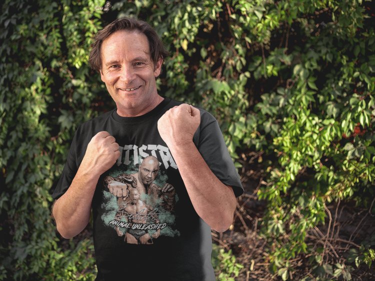 Load image into Gallery viewer, Batista Animal Unleashed Dual Black T-shirt by EWS | Extreme Wrestling Shirts