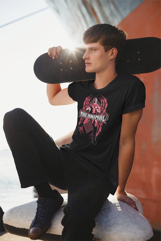 Load image into Gallery viewer, Batista The Animal Red Fury Black T-shirt by EWS | Extreme Wrestling Shirts