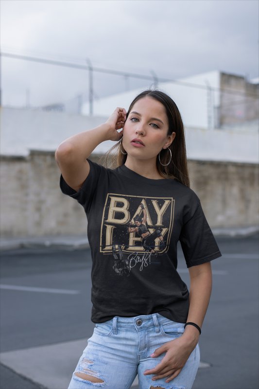 Load image into Gallery viewer, Bayley Flying Elbow Drop Black T-shirt by EWS | Extreme Wrestling Shirts