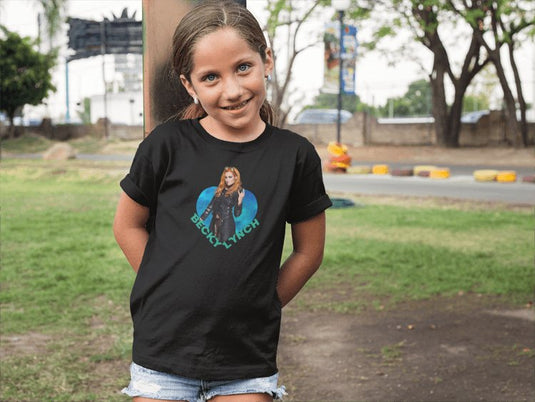Becky Lynch Rockstar Heart Kids Black T-shirt by EWS | Extreme Wrestling Shirts
