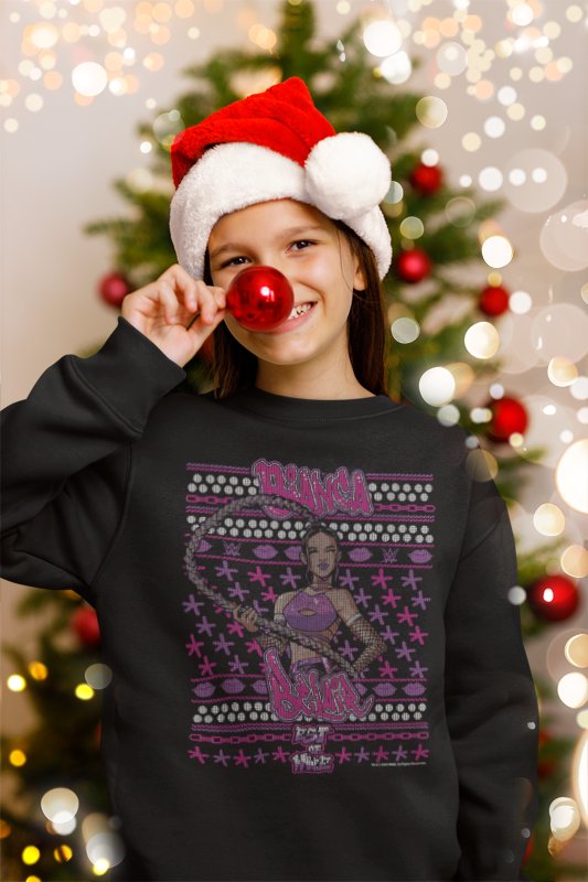 Load image into Gallery viewer, Bianca Belair Kids Youth Ugly Christmas Sweater Sweatshirt by EWS | Extreme Wrestling Shirts