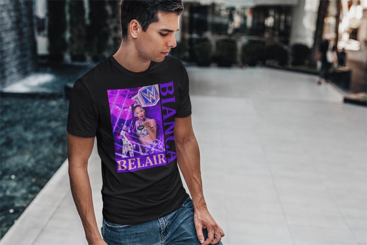 Load image into Gallery viewer, Bianca Belair WWE Champ Blowing Kiss T-shirt by EWS | Extreme Wrestling Shirts