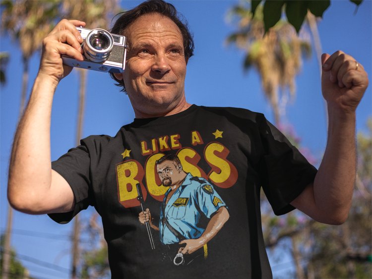 Load image into Gallery viewer, Big Boss Man Like A Boss Animated Black T-shirt by EWS | Extreme Wrestling Shirts