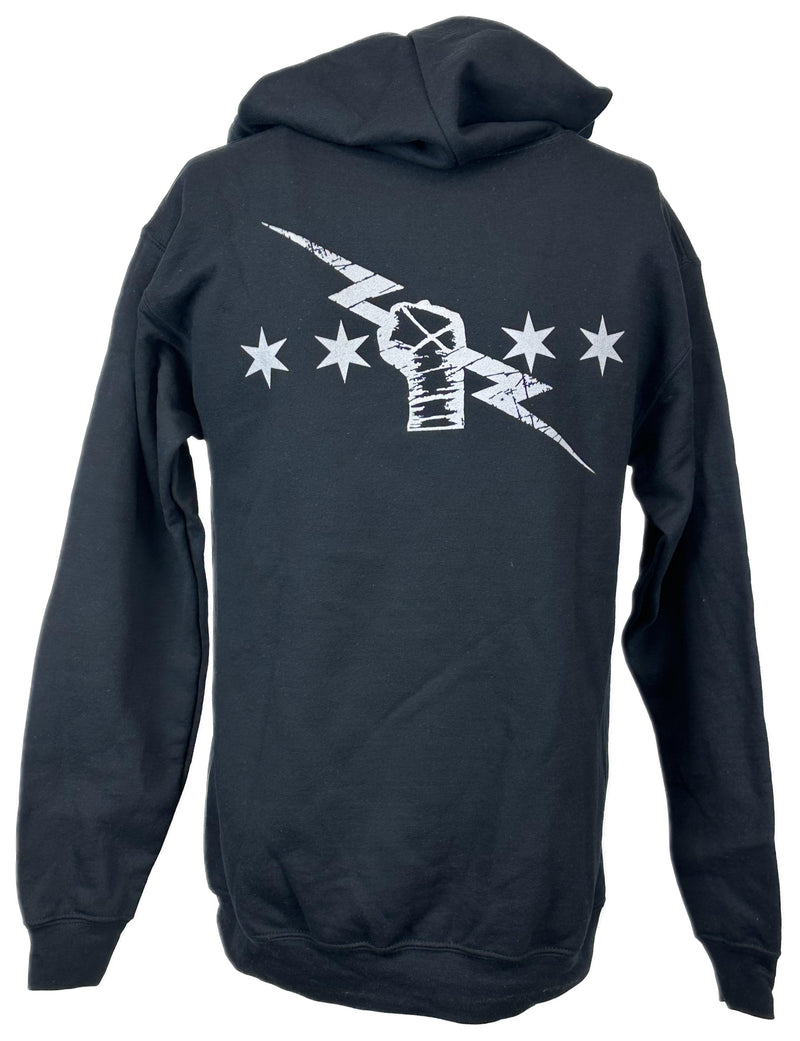 Load image into Gallery viewer, Black CM Punk Uprising Lightning Bolt Zipper Hoody by EWS | Extreme Wrestling Shirts