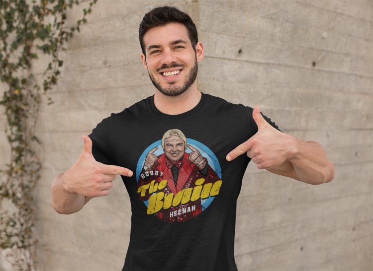 Load image into Gallery viewer, Bobby The Brain Heenan Pose Black T-shirt by EWS | Extreme Wrestling Shirts