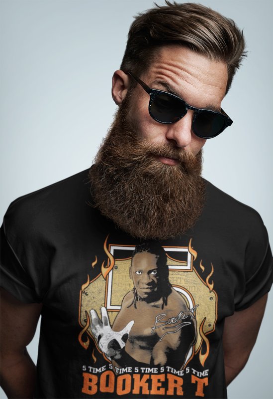 Load image into Gallery viewer, Booker T Signature 5 Time Black T-shirt by EWS | Extreme Wrestling Shirts
