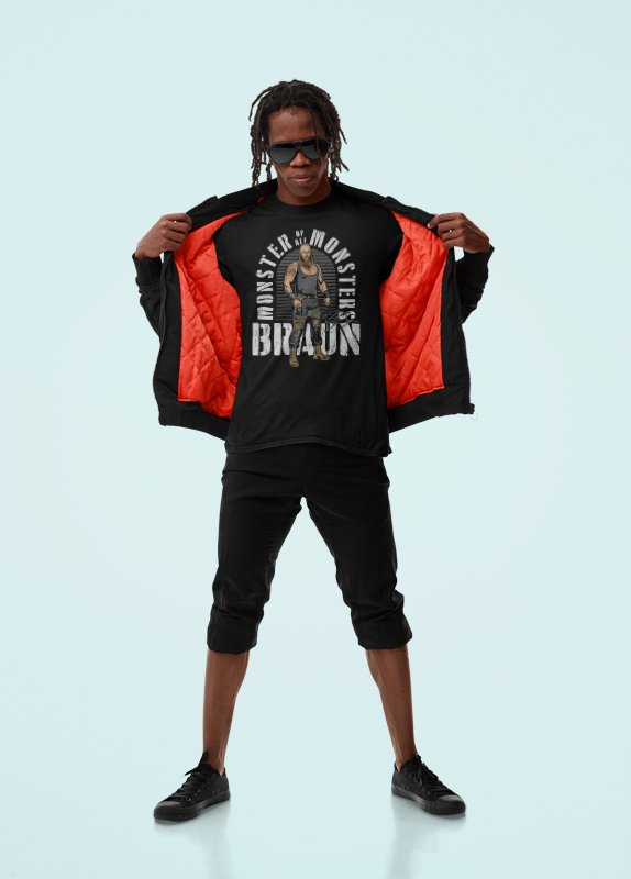 Load image into Gallery viewer, Braun Strowman Monster Of All Monsters Black T-shirt by EWS | Extreme Wrestling Shirts