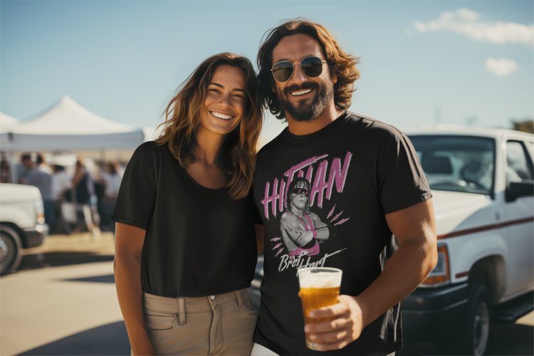 Load image into Gallery viewer, Bret Hart Hitman Arms Folded Pose T-shirt by EWS | Extreme Wrestling Shirts