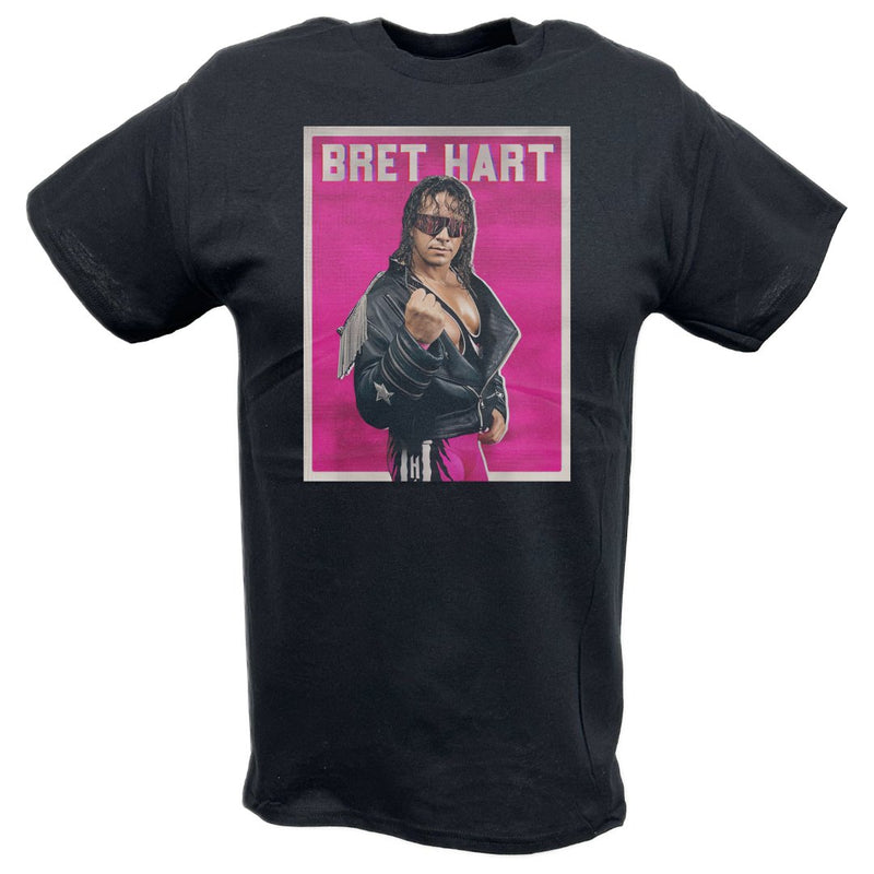 Load image into Gallery viewer, Bret Hart Pink Pose Black T-shirt by EWS | Extreme Wrestling Shirts