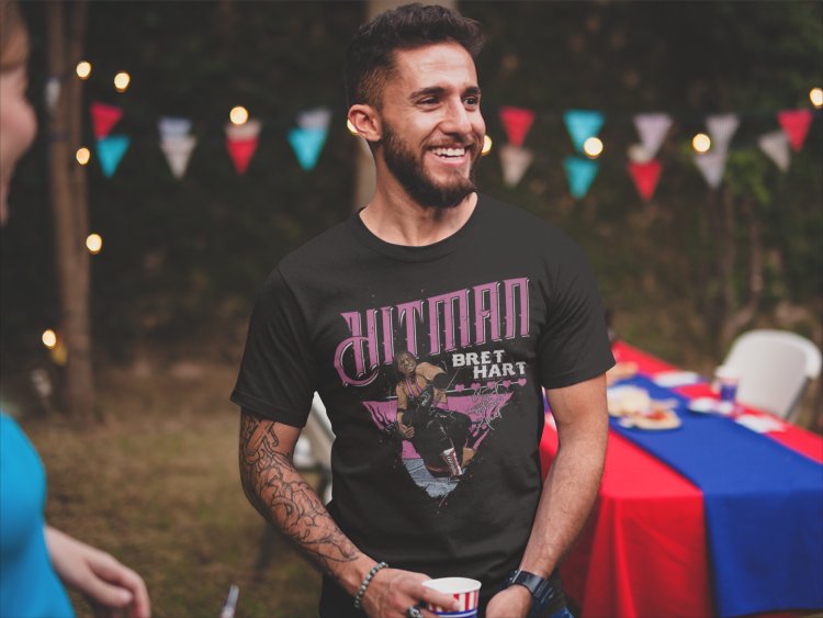 Load image into Gallery viewer, Bret Hart Sharpshooter Black T-shirt by EWS | Extreme Wrestling Shirts