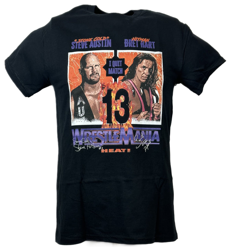 Load image into Gallery viewer, Bret Hart vs Steve Austin Wrestlemania 13 Black T-shirt by EWS | Extreme Wrestling Shirts