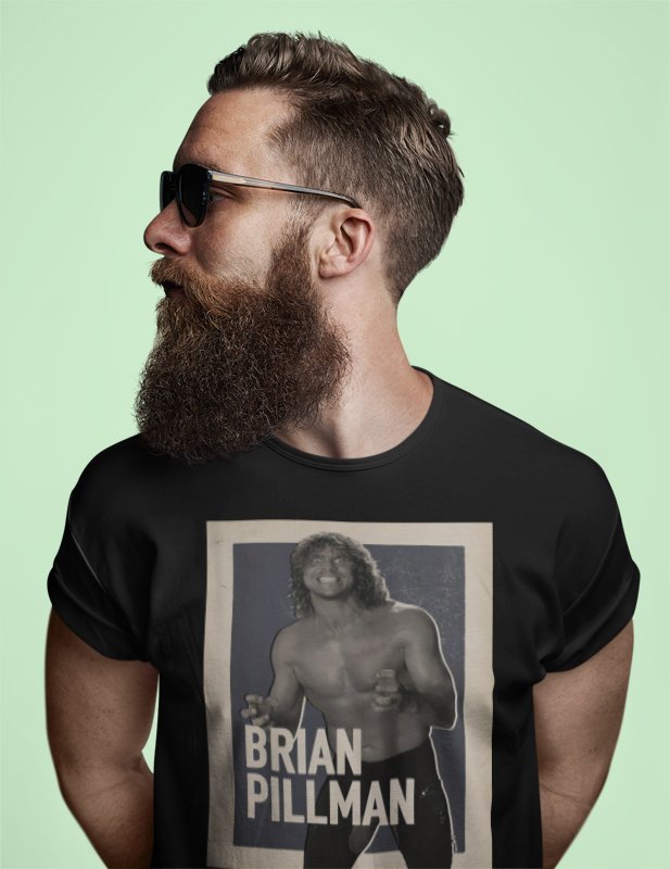 Load image into Gallery viewer, Brian Pillman Poster Print Black T-shirt by EWS | Extreme Wrestling Shirts