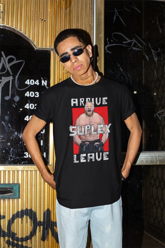 Load image into Gallery viewer, Brock Lesnar Arrive Suplex Leave Mens T-shirt Sports Mem, Cards & Fan Shop > Fan Apparel & Souvenirs > Wrestling by EWS | Extreme Wrestling Shirts