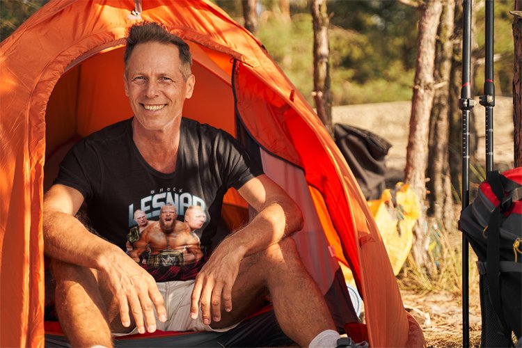 Load image into Gallery viewer, Brock Lesnar Championship Belt Three Pose Mens Black T-shirt by WWE | Extreme Wrestling Shirts