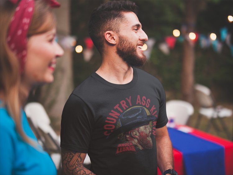 Load image into Gallery viewer, Brock Lesnar Country Kickin Black T-shirt by EWS | Extreme Wrestling Shirts