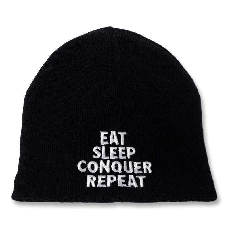 Load image into Gallery viewer, Brock Lesnar Eat Sleep Conquer Repeat Embroidered Beanie Cap Hat by EWS | Extreme Wrestling Shirts