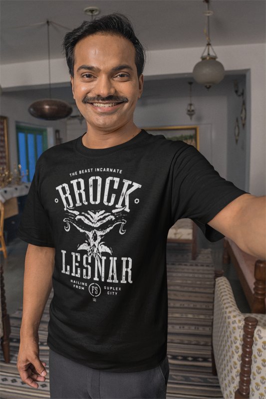 Load image into Gallery viewer, Brock Lesnar Hailing from Suplex City Black T-shirt by EWS | Extreme Wrestling Shirts