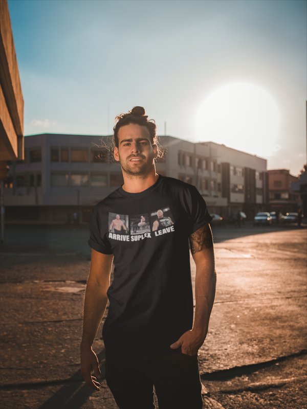 Load image into Gallery viewer, Brock Lesnar Photos Arrive Suplex Leave Mens T-shirt Sports Mem, Cards & Fan Shop > Fan Apparel & Souvenirs > Wrestling by EWS | Extreme Wrestling Shirts