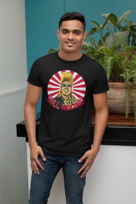 Load image into Gallery viewer, Bull Nakano Red White Stripes Black T-shirt by EWS | Extreme Wrestling Shirts