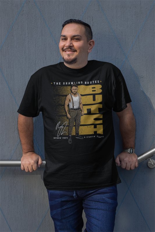 Load image into Gallery viewer, Butch The Brawling Brutes Pose Black T-shirt by EWS | Extreme Wrestling Shirts