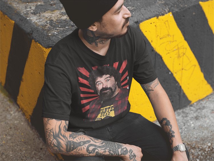 Load image into Gallery viewer, Cactus Jack Mick Foley Profile Portrait Black T-shirt by EWS | Extreme Wrestling Shirts