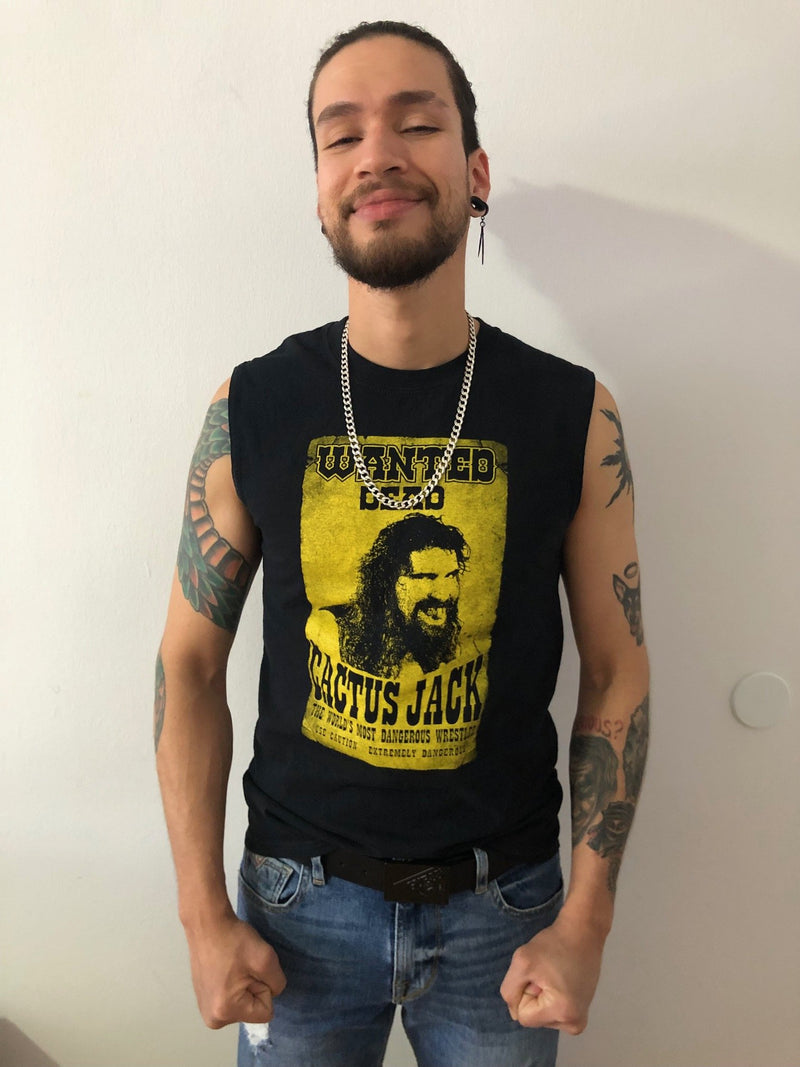 Load image into Gallery viewer, Cactus Jack Wanted Dead Mick Foley Sleeveless Mens Black T-shirt Sports Mem, Cards & Fan Shop > Fan Apparel & Souvenirs > Wrestling by EWS | Extreme Wrestling Shirts
