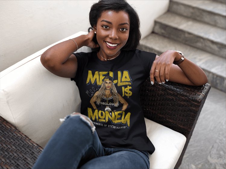 Load image into Gallery viewer, Carmella Mella Is Money Black T-shirt by EWS | Extreme Wrestling Shirts