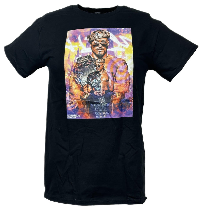 Load image into Gallery viewer, Carmelo Hayes Poster Print Black T-shirt by EWS | Extreme Wrestling Shirts