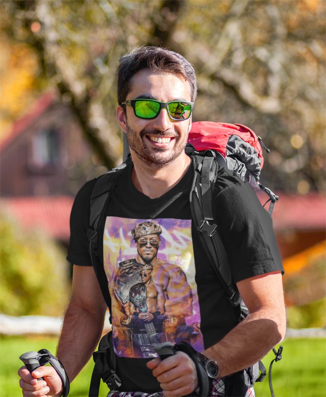 Load image into Gallery viewer, Carmelo Hayes Poster Print Black T-shirt by EWS | Extreme Wrestling Shirts