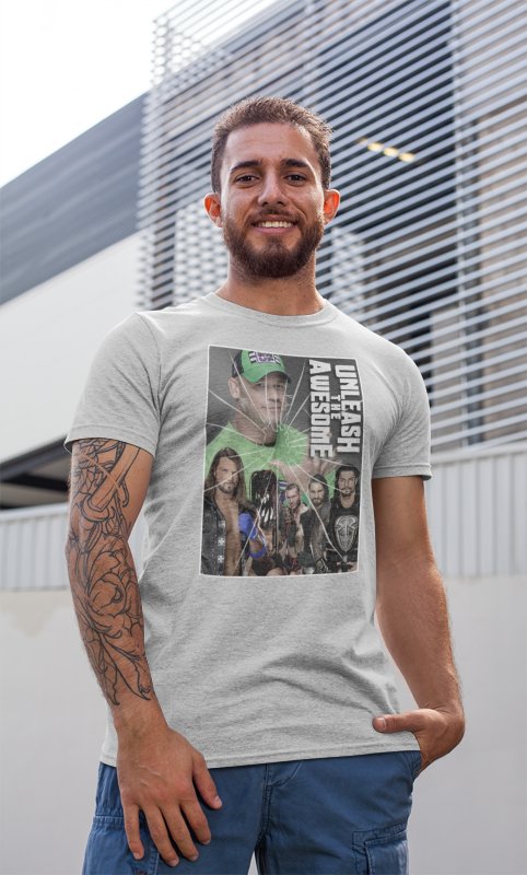 Cena Reigns Styles Unleash Awesome Mens Grey T-shirt Sports Mem, Cards & Fan Shop > Fan Apparel & Souvenirs > Wrestling by EWS | Extreme Wrestling Shirts