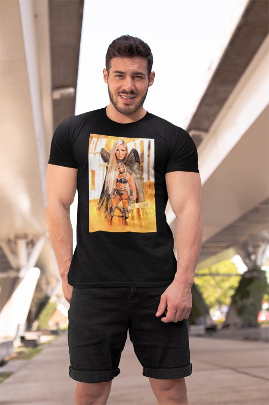 Load image into Gallery viewer, Charlotte Flair Poster Print Black T-shirt by EWS | Extreme Wrestling Shirts