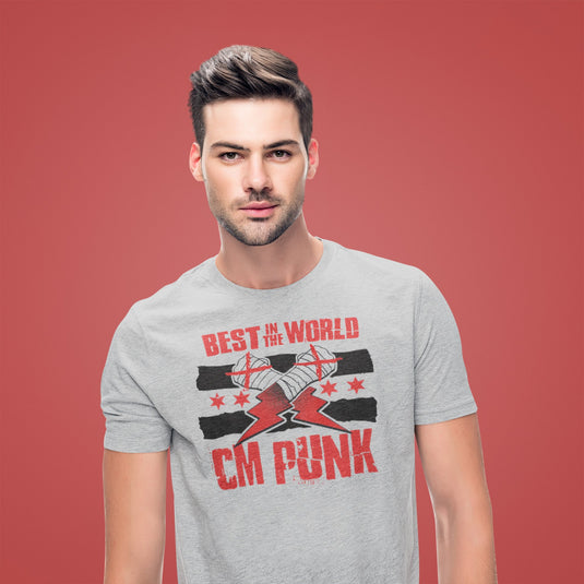 CM Punk Best In The World Cross Fists Logo T-shirt by EWS | Extreme Wrestling Shirts